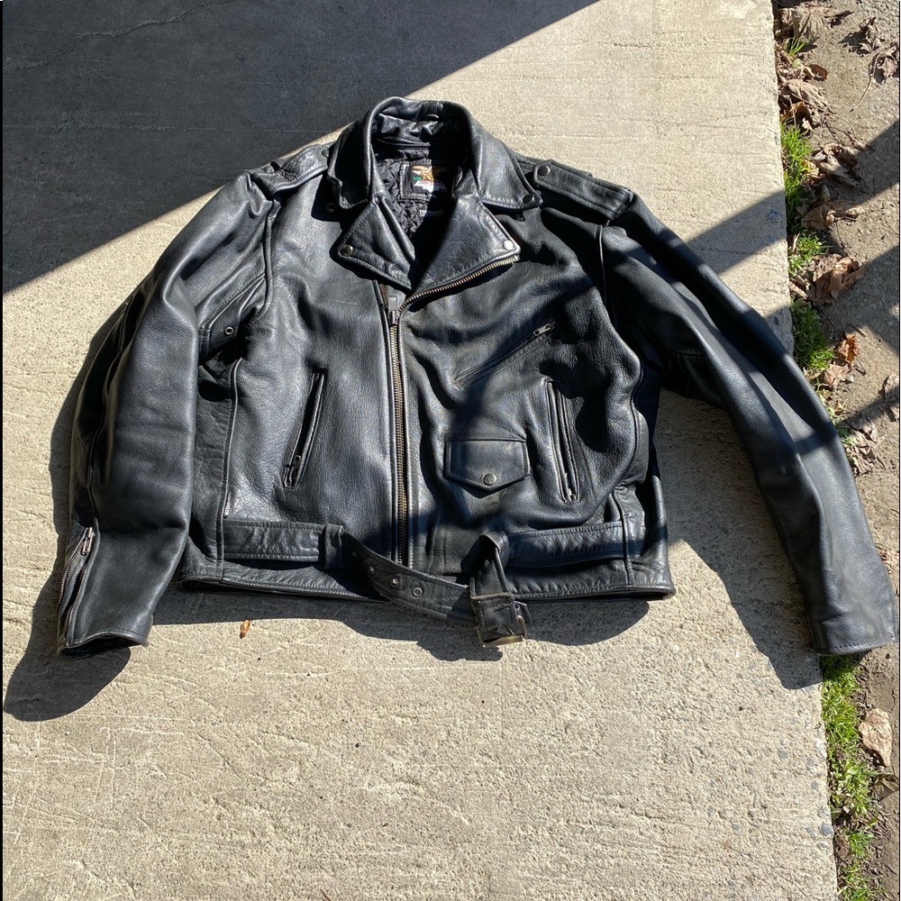 XXL Men’s leather motorcycle riding jacket